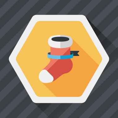 calcetín de Navidad icono plana con sombra, eps10