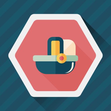 Bebek beşik yatak düz simgesiyle uzun gölge, eps10