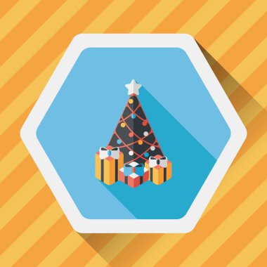 Noel ağacı düz simgesi ile uzun gölge eps10