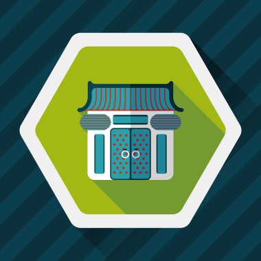 Çin yeni yılı geleneksel Tapınağı uzun gölge, düz simgesiyle e