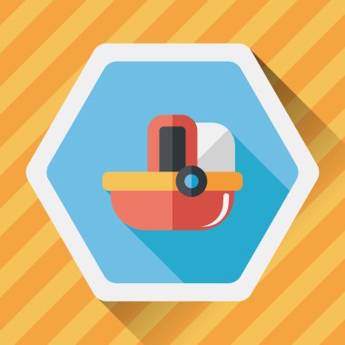 Bebek beşik yatak düz simgesiyle uzun gölge, eps10