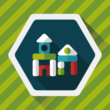 uzun gölge ile tuğla ev düz simgesi