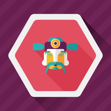 Çin yeni yılı düz simgesi ile uzun gölge, eps10, zenginlik tanrısı