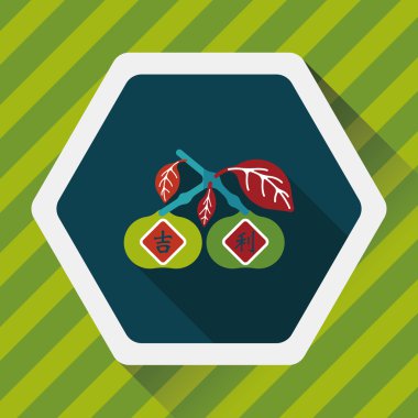 Uzun Gölge, ES'ler ile Çin yeni yılı mandarin portakal düz simgesi