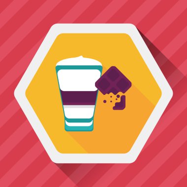 kahve çikolata düz simgesi uzun gölge, eps10 ile olan