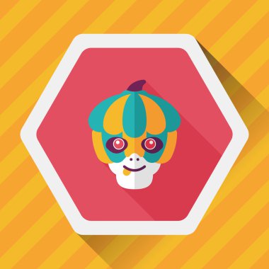 Balkabağı canavarı düz simgesi ile uzun gölge, eps10