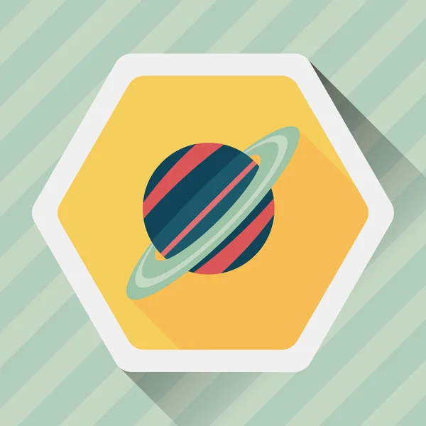 Space planet flat icon with long shadow, eps10 — стоковый вектор