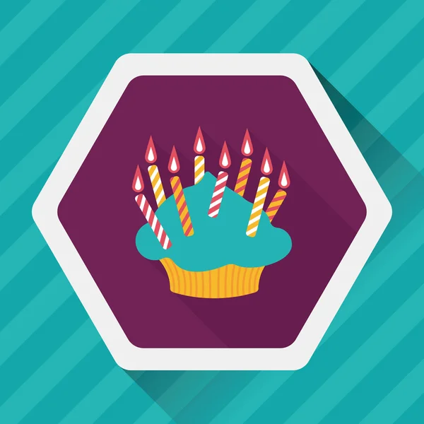 Fødselsdagskage fladt ikon med lang skygge, eps10 – Stock-vektor