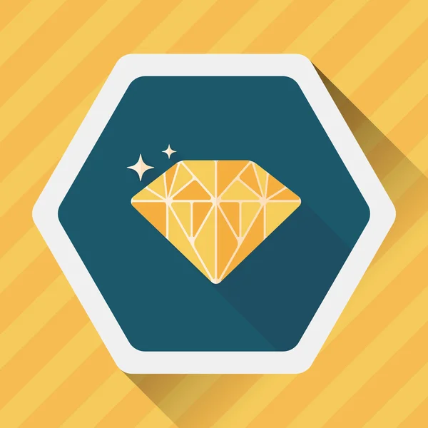 Proponer diamante icono plano con sombra larga, eps10 — Vector de stock