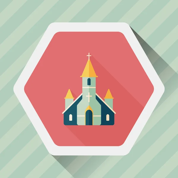 Bruiloft kerk platte pictogram met lange schaduw, eps10 — Stockvector