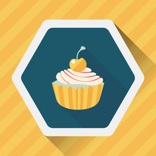 Cupcake flat ikonen med långa skugga, eps10 — Stock vektor