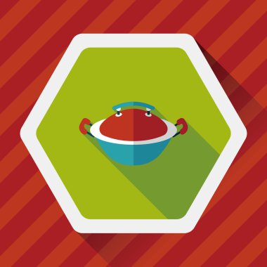 Uzun Gölge, eps10 ile mutfak eşyaları pot düz simgesi