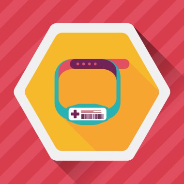 uzun gölge ile hasta kimlik bileziği düz simgesi