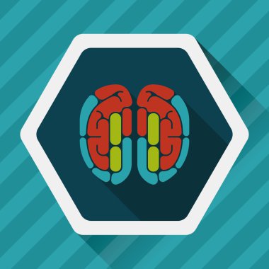 beyin uzun gölge düz simgesi