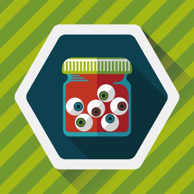 Cadılar Bayramı göz düz simgesi ile uzun gölge, eps10