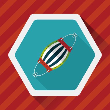 tıbbi maske uzun gölge ile düz simgesi