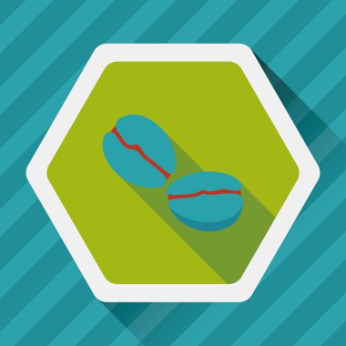 kahve çekirdeği uzun gölge, eps10 düz simgesiyle