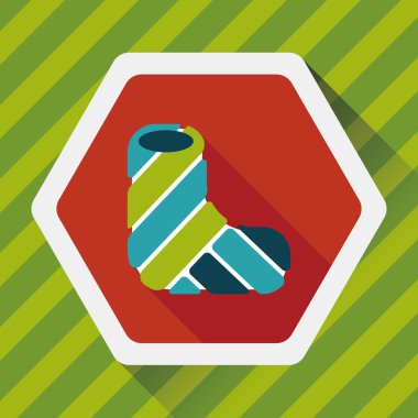 Kırık bacak alçı düz simgesi ile uzun gölge