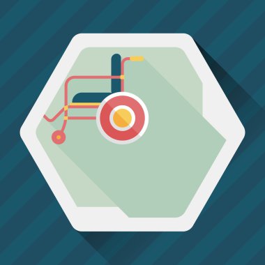 tekerlekli sandalye ile uzun gölge düz simgesi