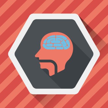 beyin uzun gölge düz simgesi