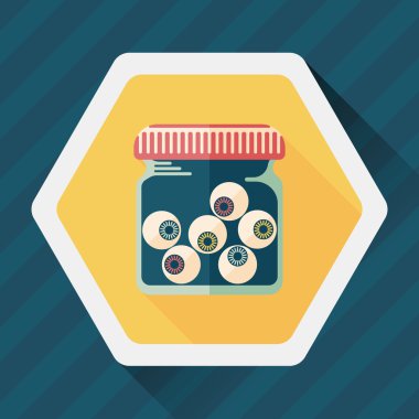 Cadılar Bayramı göz düz simgesi ile uzun gölge, eps10