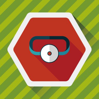 Doktor uzun gölge ile baş ayna düz simgesi