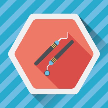 uzun gölge ile diş ekipman düz simgesi