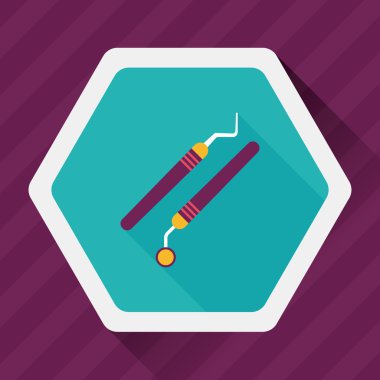 uzun gölge ile diş ekipman düz simgesi