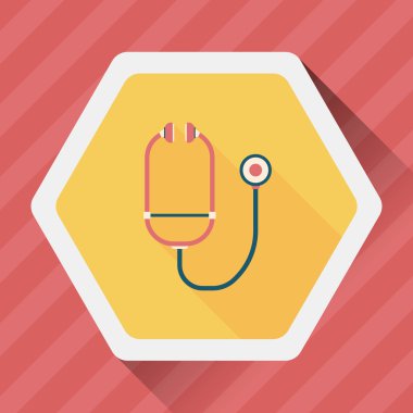 steteskop düz simgesi ve uzun gölgesi