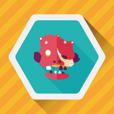 Cadılar Bayramı zombi düz simgesi ile uzun gölge, eps10