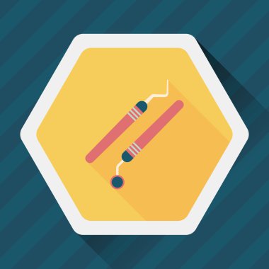 uzun gölge ile diş ekipman düz simgesi