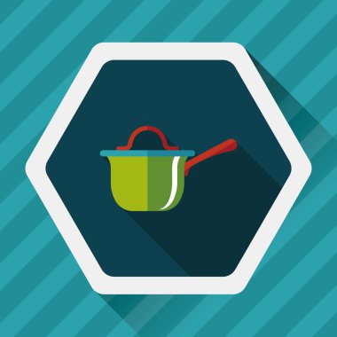 Uzun Gölge, eps10 ile mutfak eşyaları pot düz simgesi