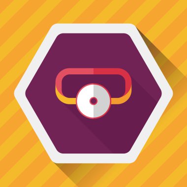 Doktor uzun gölge ile baş ayna düz simgesi