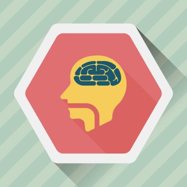 beyin uzun gölge düz simgesi