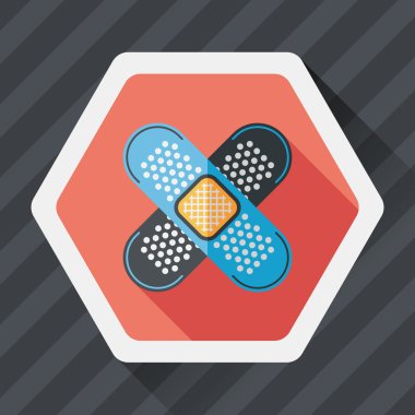 uzun gölge ile tıbbi sargı düz simgesi