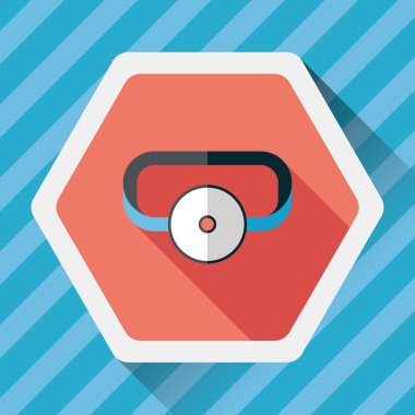 Doktor uzun gölge ile baş ayna düz simgesi