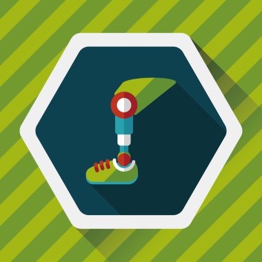 Protez bacak uzun gölge düz simgesi