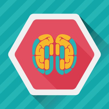 beyin uzun gölge düz simgesi