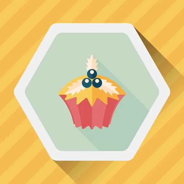 Christmas cupcake flat ikonen med långa skugga, eps10 — Stock vektor