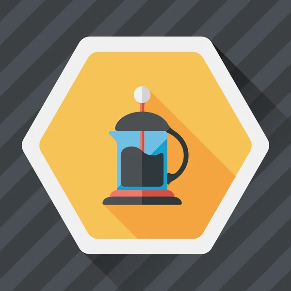 Koffie waterkoker platte pictogram met lange schaduw, eps10 — Stockvector