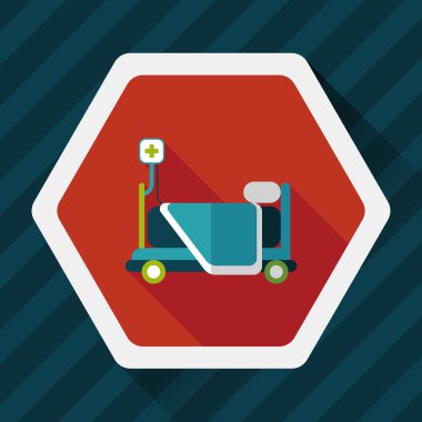 uzun gölge ile hastane yatak düz simgesi