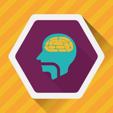 beyin uzun gölge düz simgesi