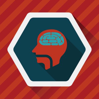 beyin uzun gölge düz simgesi