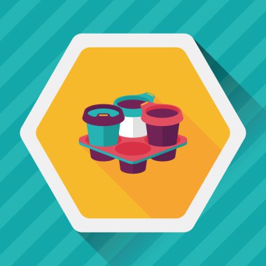 paket servisi olan restoran kahve uzun gölge, eps10 düz simgesiyle