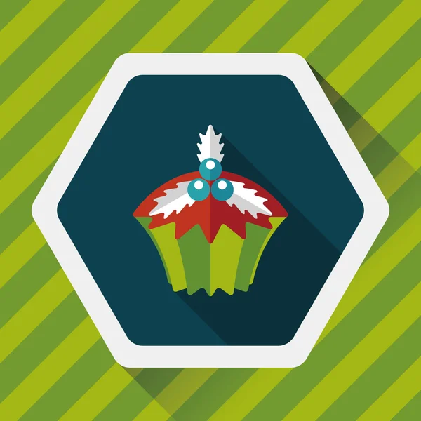 Navidad cupcake icono plano con sombra larga, eps10 — Vector de stock