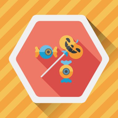 Cadılar bayramı şekeri düz simgesi ile uzun gölge, eps10