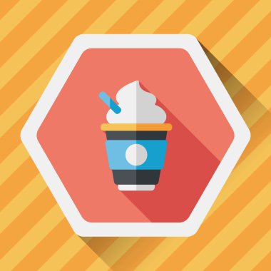 sıcak süt krem kahve düz simgesi ile uzun gölge, eps10