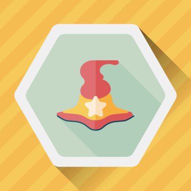 Cadı şapkası düz simgesi ile uzun gölge, eps10