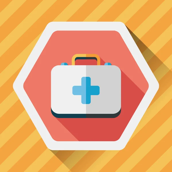 First aid kit flat icon with long shadow — Stock Vector