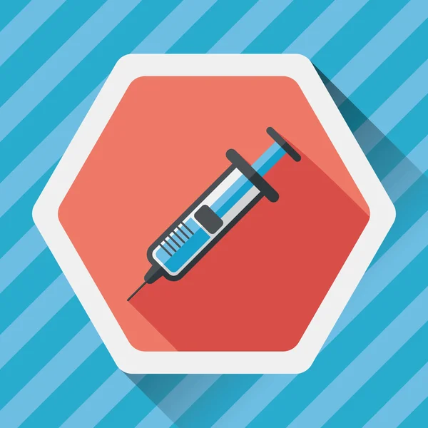 Syringe flat icon with long shadow — Stock Vector